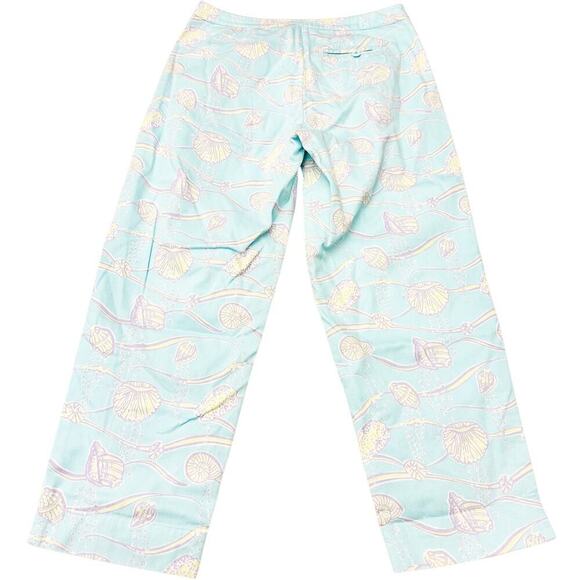 Lilly Pulitzer Blue Printed Straight Leg Denim Jean Printed Pant Cotton Size 4 - Picture 3 of 7